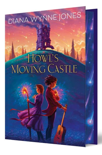 Special Deluxe Edition of Howl's Moving Castle with Howl and Sophie on the front with the walking castle in the back underneath a sky full of shooting stars
