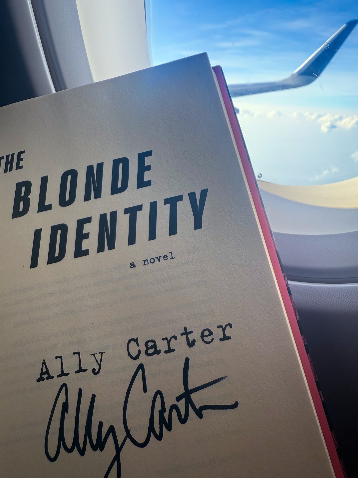 Front page of the Blonde Identity signed by the author Ally Carter