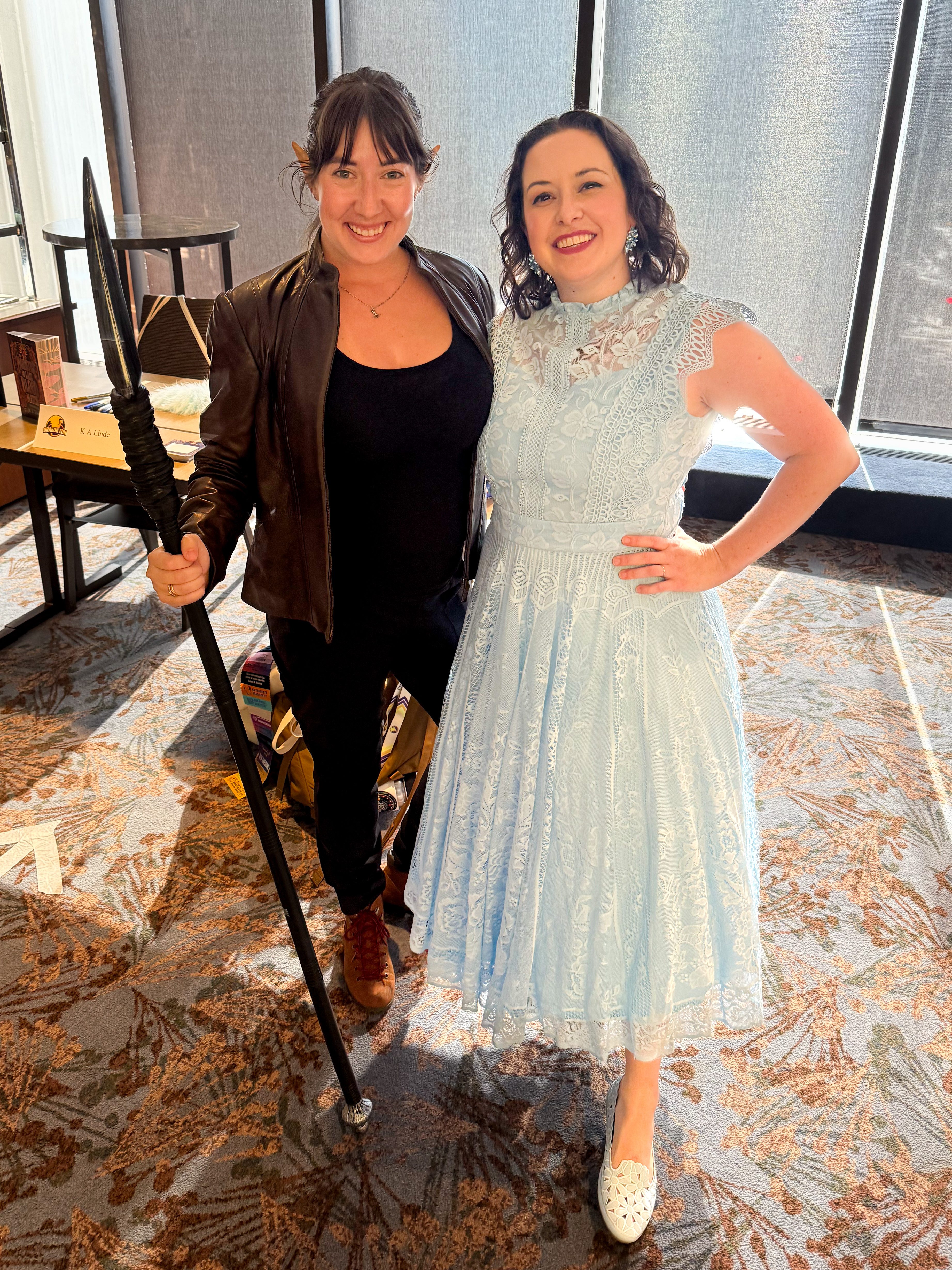 Kaite dressed as Kierse McKenna with author K.A. Linde. 